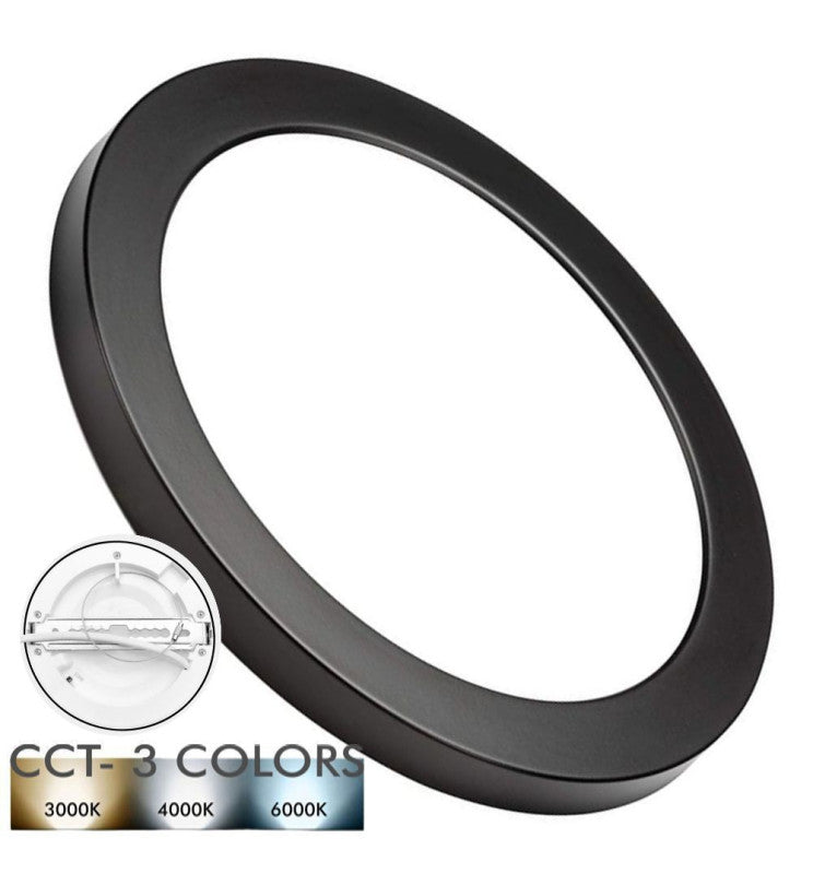 24W Round MOSS LED Ceiling Light BLACK with Adjustable Cut Out 3 CCT - LED ceiling lighting