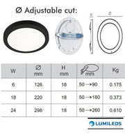 24W Round MOSS LED Ceiling Light BLACK with Adjustable Cut Out 3 CCT - LED ceiling lighting