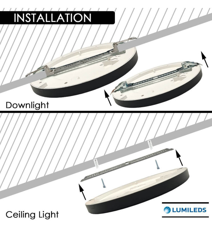 24W Round MOSS LED Ceiling Light BLACK with Adjustable Cut Out 3 CCT - LED ceiling lighting