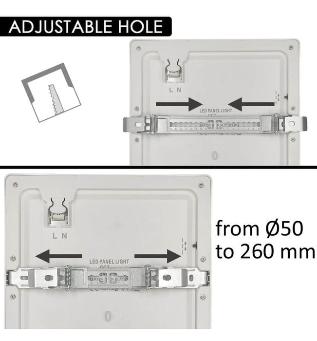 24W LED Ceiling Downlight Square - BLACK MOSS - Adjustable Cut-Out - CCT