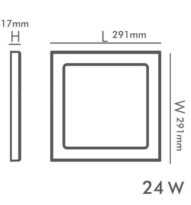 24W LED Ceiling Downlight Square White MOSS - Adjustable Cut Out - CCT