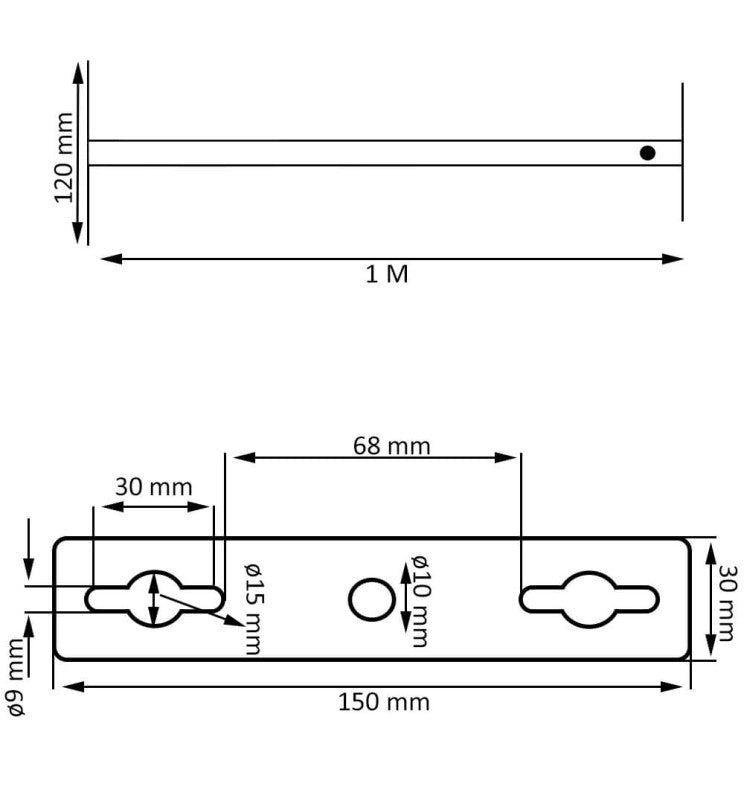 Extension Arm in Black 50cm to 100cm