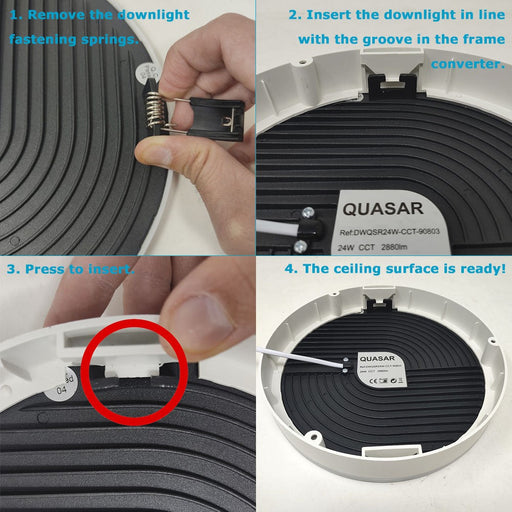 Recessed Frame Converter White for 24W QUASAR LED Downlight - LED Accessories