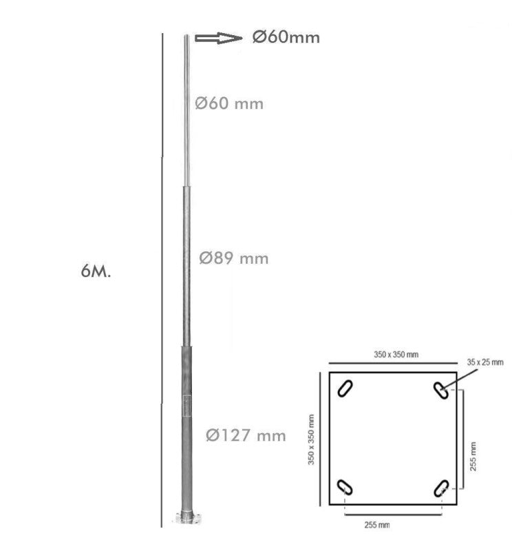Column for public lighting - Aluminum - 4 meters