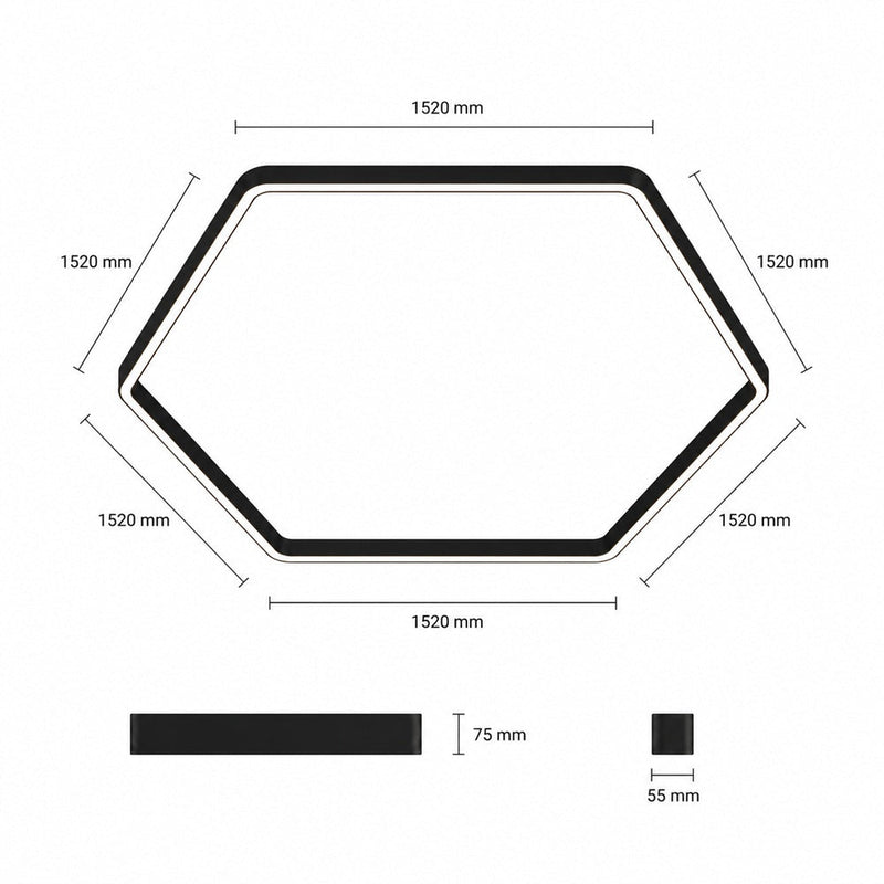 324W VERSA BLACK Hexagonal LED Pendant Light 3CCT