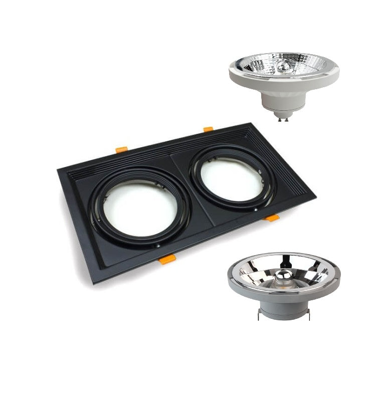 Housing for AR111 LED Bulbs Adjustable Double Recessed Black - Lighting Accessories - Accessories
