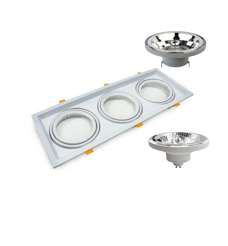 Housing for AR111 LED Bulbs Adjustable Double Recessed White - Lighting Accessories - Accessories
