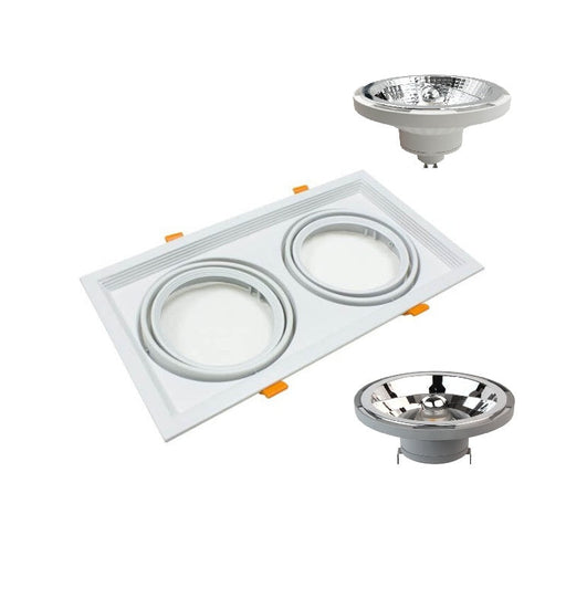 Housing for AR111 LED Bulbs Adjustable Double Recessed White - Lighting Accessories - Accessories