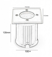 Outdoor Recessed Ground Light Housing for GU10 LED Bulbs - Landscape Pathway Lighting - Floodlights