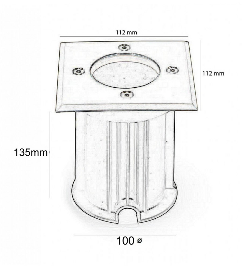 Outdoor Recessed Ground Light Housing for GU10 LED Bulbs - Landscape Pathway Lighting - Floodlights
