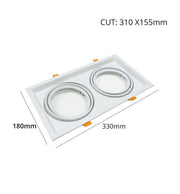 Housing for AR111 LED Bulbs Adjustable Double Recessed White - LED Accessories