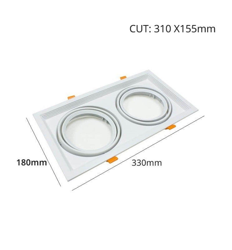 Housing for AR111 LED Bulbs Adjustable Double Recessed White - LED Accessories