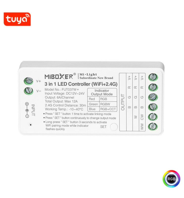 12-24V WiFi LED Controller 3-in-1 RGB - RGBW - RGBCCT - RF 2.4 GHz