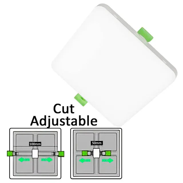 6W/9W/12W Selectable Square LED Downlight Frameless Adjustable Cut out 50-100mm 4CCT IP20