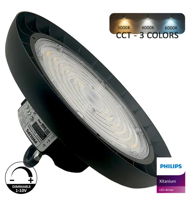 200W-160W-120W Power adjustable Dimmable Industrial LED UFO High Bay 3CCT