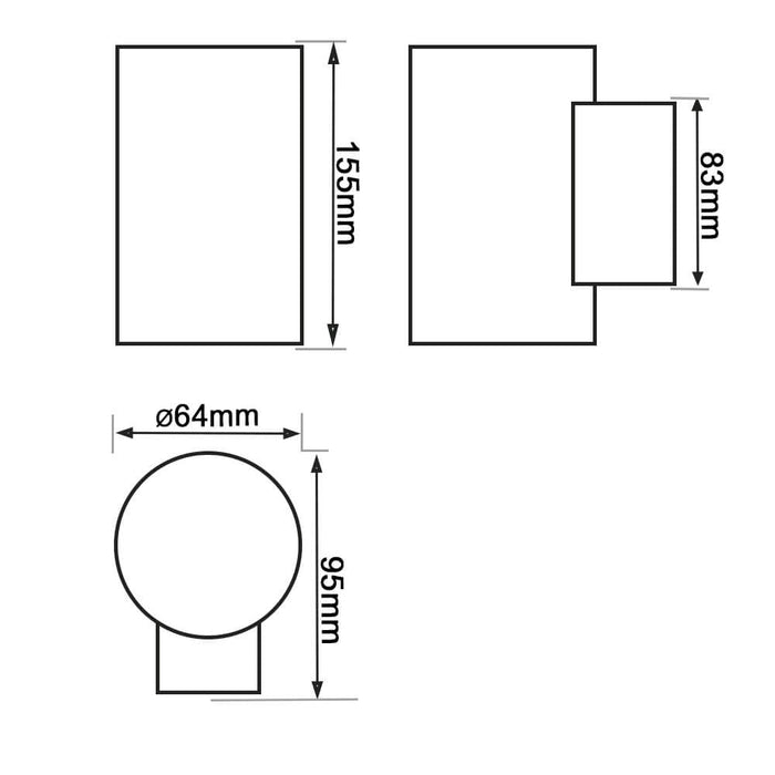 Indoor and Outdoor Tubular LED Wall Light GU10x2 - PIR Sensor - LED Wall lighting - Ledex Lighting UK