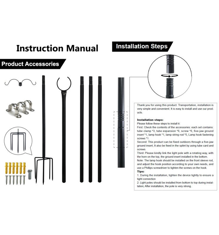 Set Of 2 Metal Supports For Outdoor Lighting 2.4 Meters - Lighting Accessories - Accessories