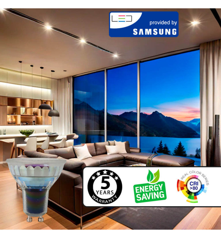 6W GU10 Glass LED Bulb with SAMSUNG Chip 3000K