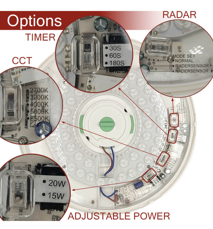 10W 15W 20W LED Ceiling Light with Radar Motion Sensor 5 CCT - LED ceiling lighting