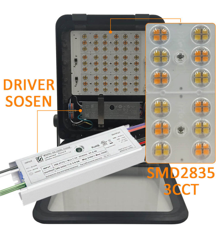 200W LED Floodlight MAXLITE with SOSEN Driver 3CCT IP65 160Lm/W