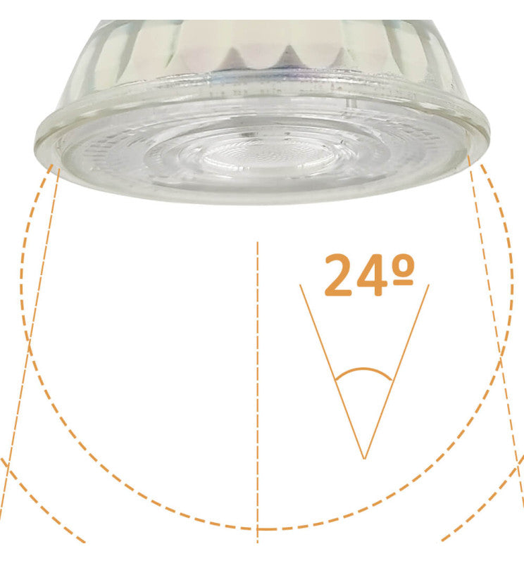 8W HIGH LUMINOSITY DIMMABLE LED GU10  Bulb - Glass - 24º 5700K