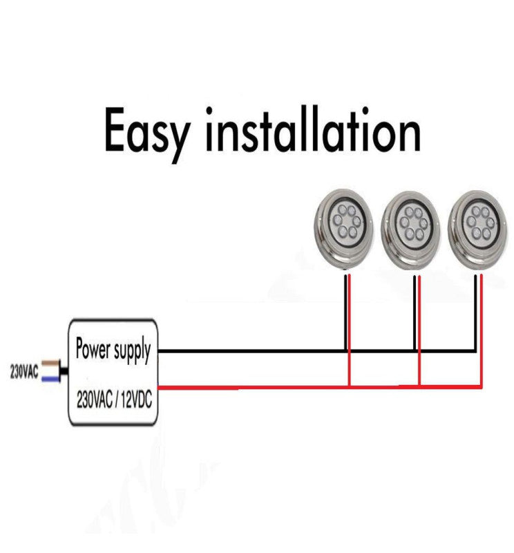 18W Underwater LED Light 12V DC IP68 Stainless Steel - Underwater LED