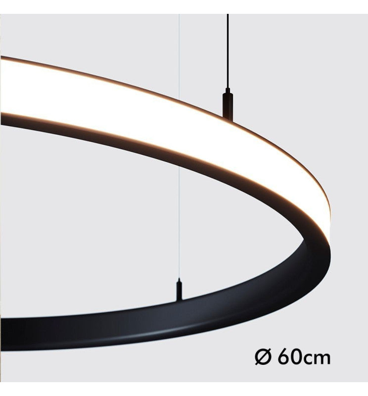 37W Circular SPACE VENUS LED Pendant Light in Black 60cm - LED Pendant
