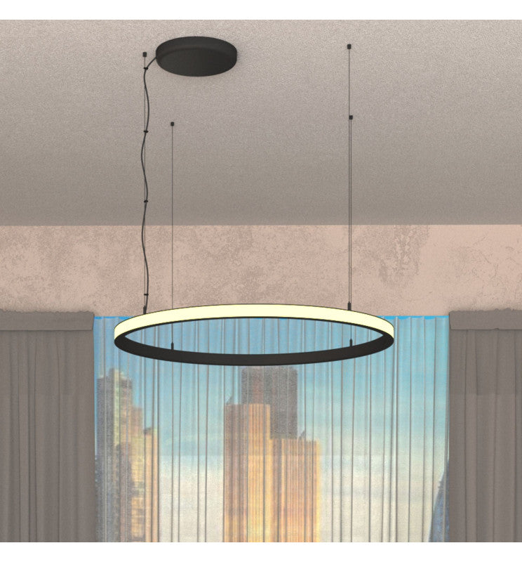 54W Circular SPACE VENUS LED Pendant Light in Black 90cm - 2700K / STANDARD 10-20 working days - LED Pendant