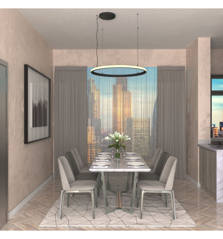 54W Circular SPACE VENUS LED Pendant Light in Black 90cm - LED Pendant