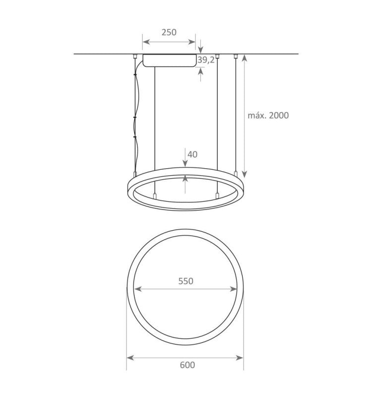 37W Circular SPACE VENUS LED Pendant Light in White 60cm - Ceiling Light Fixtures - Decorative Lighting