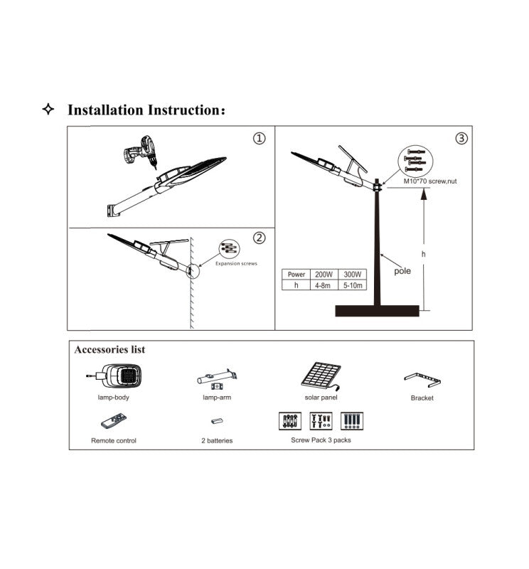 LED Solar Street Light SUNLIGHT PRO400 160 Lm/W with Remote Control 6500K