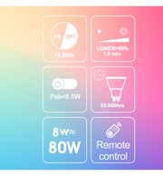 8W GU10 LED Bulb with Remote Control RGB 3000K - GU10 Bulb