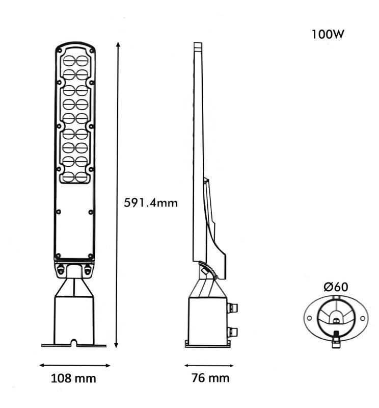 100W AREA FLEX LED Streetlight with OSRAM Chip 2700K