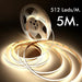 5m Self-adhesive 24V COB LED Strip 512LED/m 5700K - LED Strip