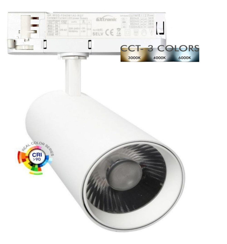 40W to 26W 3 Phase NEW MAYA LED Track Light White 3 CCT - LED Tracking Light