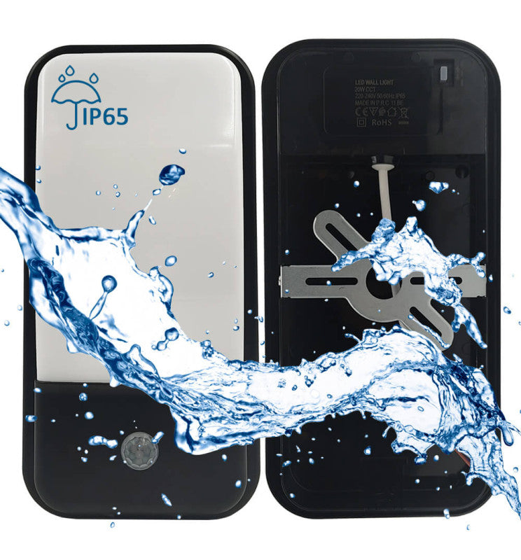 20W LED Wall Light for Outdoor Use 3CCT with PIR Motion Sensor IP65 - LED Wall light