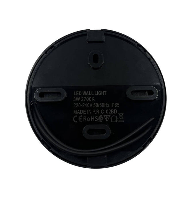 3W Circular LED Step-Wall Light BLACK IP65