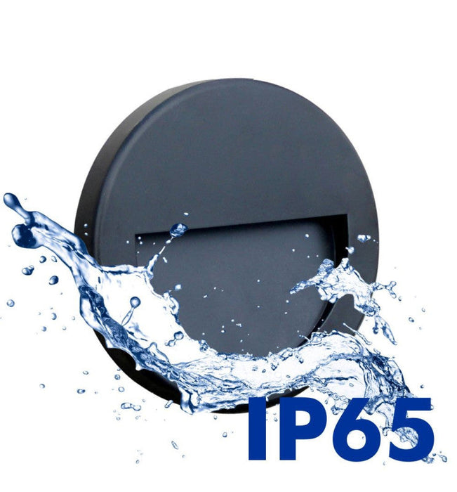 3W Circular LED Step-Wall Light BLACK IP65