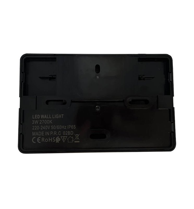 3W Rectangular LED Wall Light Black IP65 - LED Wall light