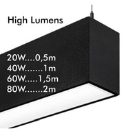 MUNICH LED Pendant Light Black 0.5m 1m 1.5m 2m - LED lineal light