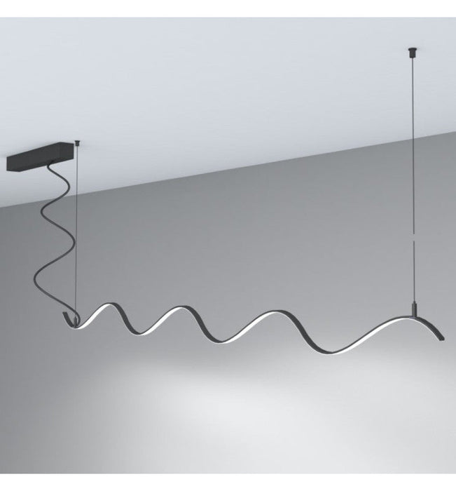 22W Linear Pendant Light MILANO Slim BLACK Curved - 4000K - 1.5m