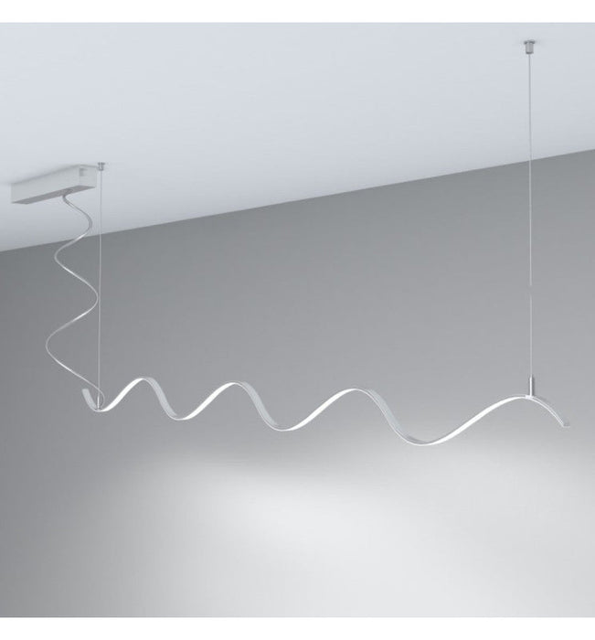 22W Linear Pendant Light MILANO Slim SILVER Curved - 4000K - 1.5m