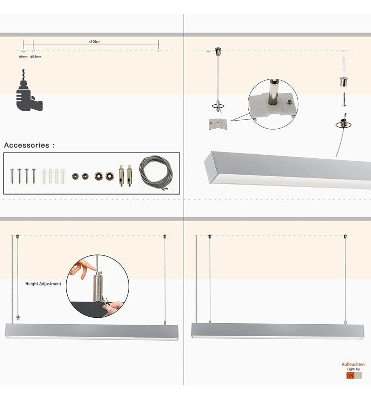 MUNICH LED Pendant Light Black 0.5m 1m 1.5m 2m
