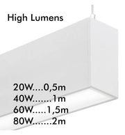 MUNICH LED Pendant Light White 0.5m 1m 1.5m 2m - Ceiling Light Fixtures - Linear Lights