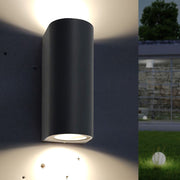 Outdoor and Indoor Round LED Wall Light for GU10 in Black - Wall Light Fixtures - Floodlights