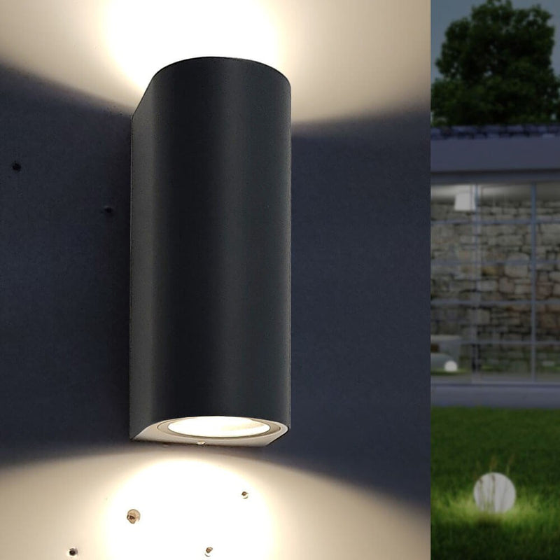 Outdoor and Indoor Round LED Wall Light for GU10 in Black - Wall Light Fixtures - Floodlights