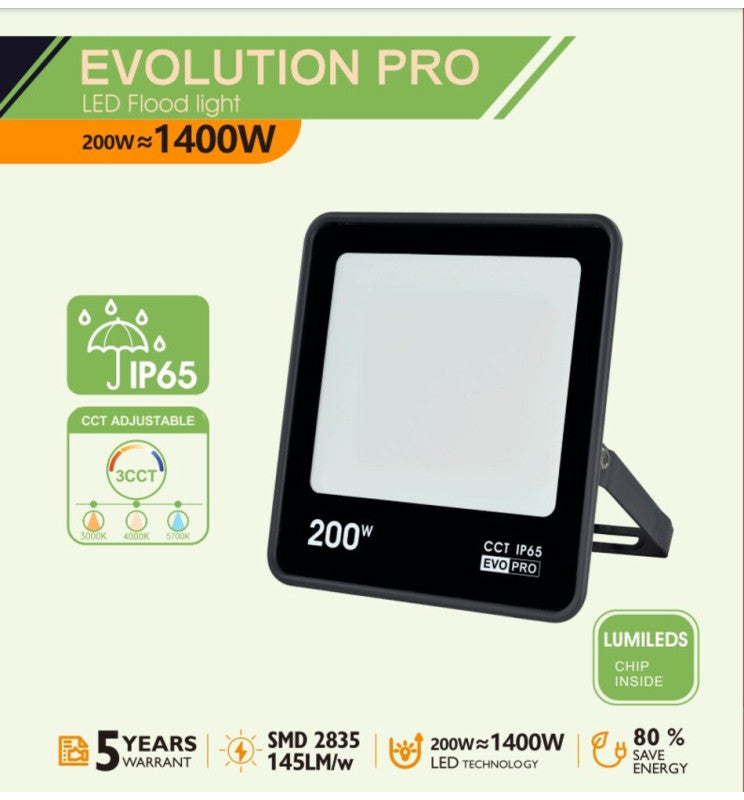 200W EVO PRO LED Floodlight with LUMILEDS Chips CCT
