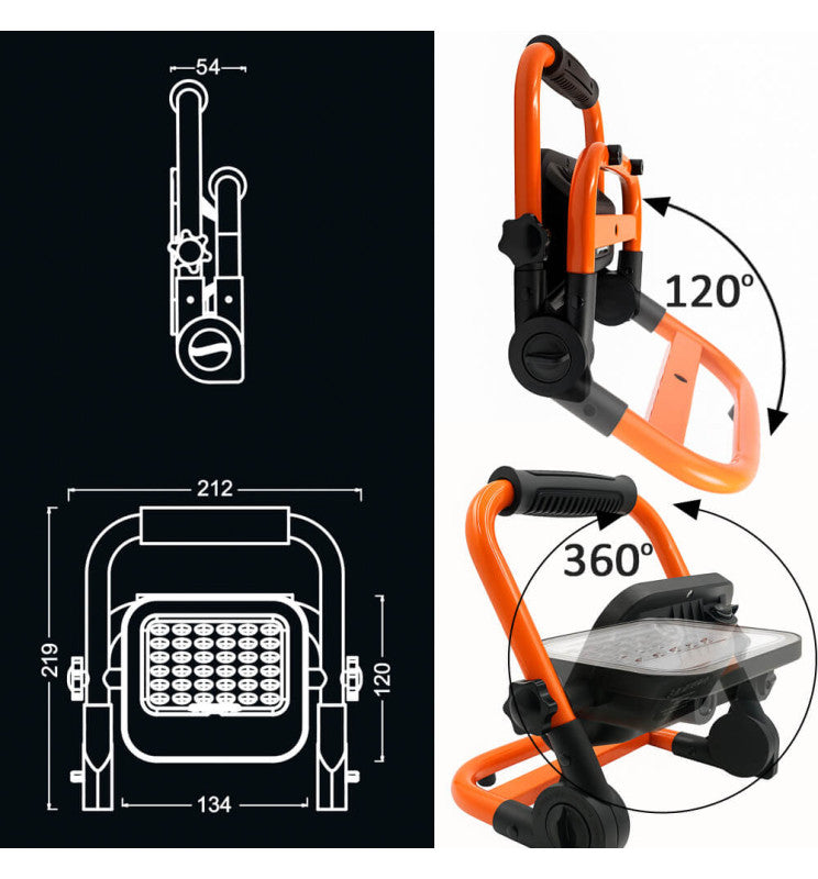 50W Portable Solar LED Floodlight - 3CCT - Lumileds Chip IP65