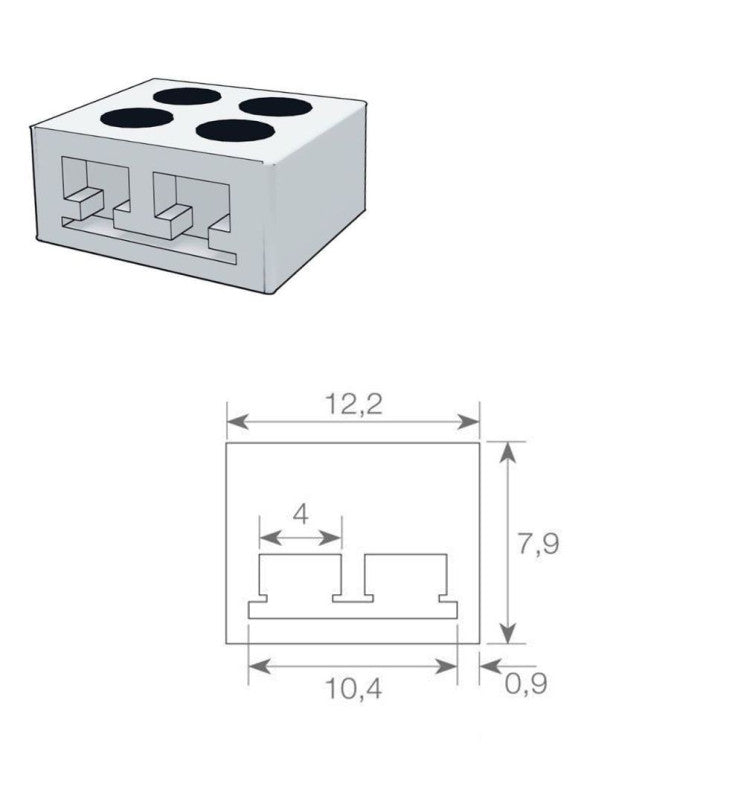 Screw-in connector for LED strips SMD - 10mm - IP20