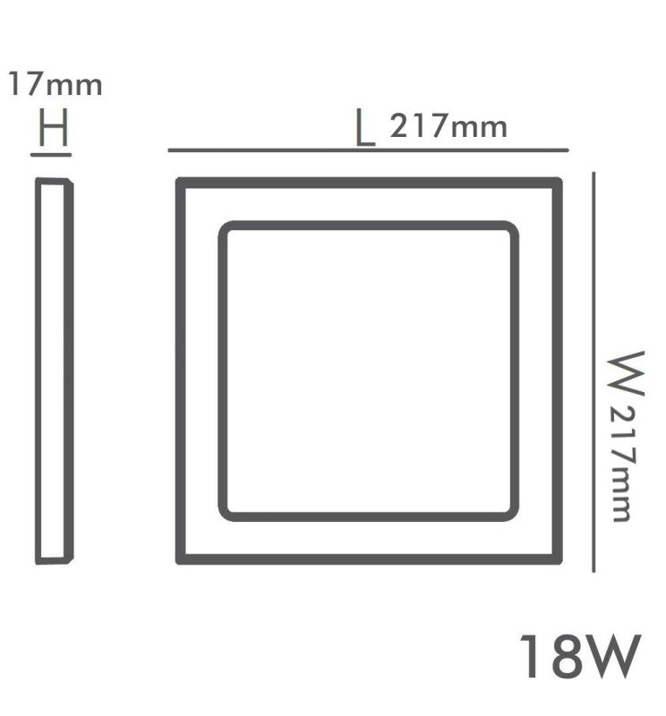 18W Square MOSS LED Ceiling Light in Black 3 CCT with Adjustable Cut-Out